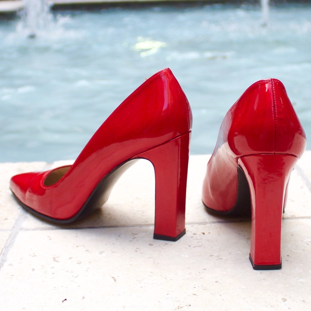 Stuart Weitzman Red Patent Leather High Heel Pumps